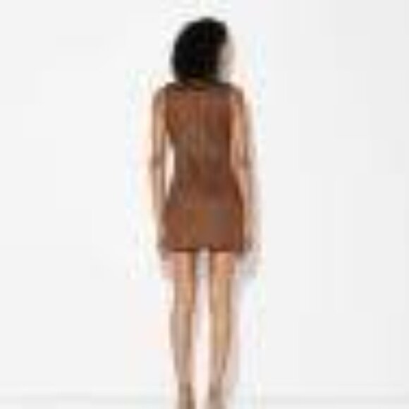 ~Women's Faux Suede Button-Front Mini A-Line Dress - Wild Fable Brown S~NWT's - Picture 4 of 5